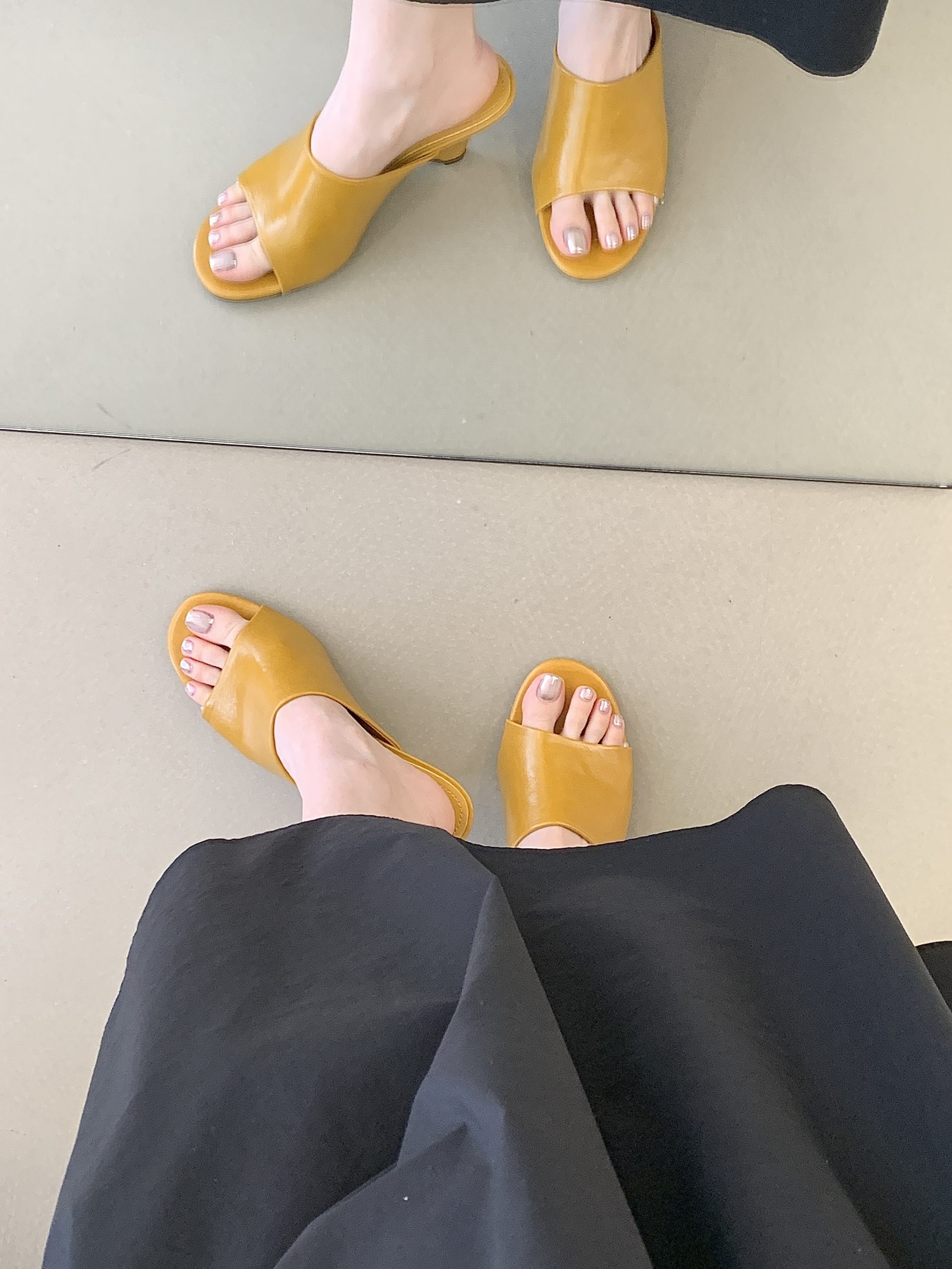 2026 New Summer Slippers Slip-On Fashion French Style Chunky Heel Comfortable Open Toe Half Slippers - Style 938713