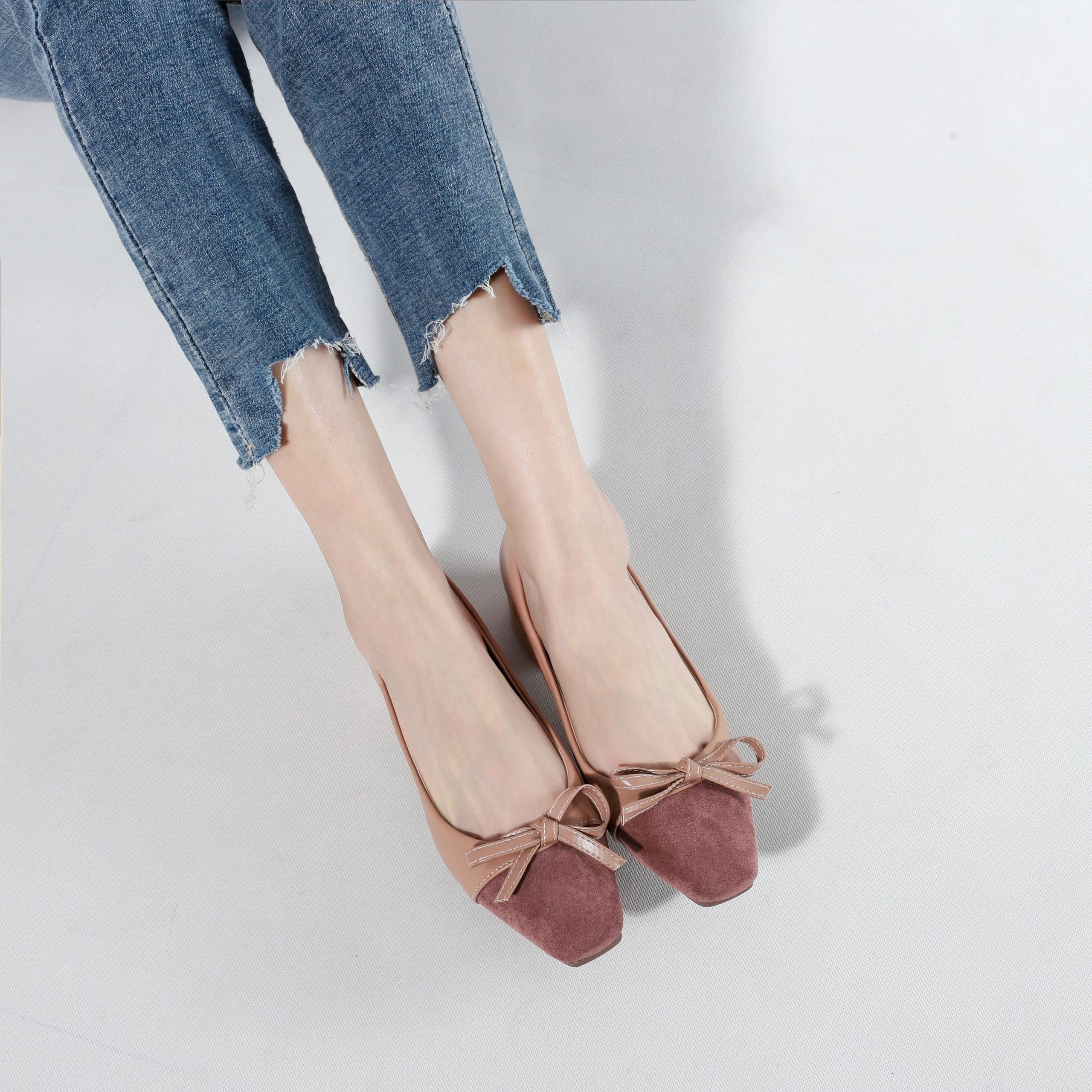 french-retro-bow-pu-spliced-womens-flat-shoes-plum-square-toe-low-heel-shallow-mouth-xiaoxiang-style-grandma-shoes French Retro Bow PU Spliced Women's Flat Shoes Plum Square Toe Low Heel Shallow Mouth Xiaoxiang Style Grandma Shoes