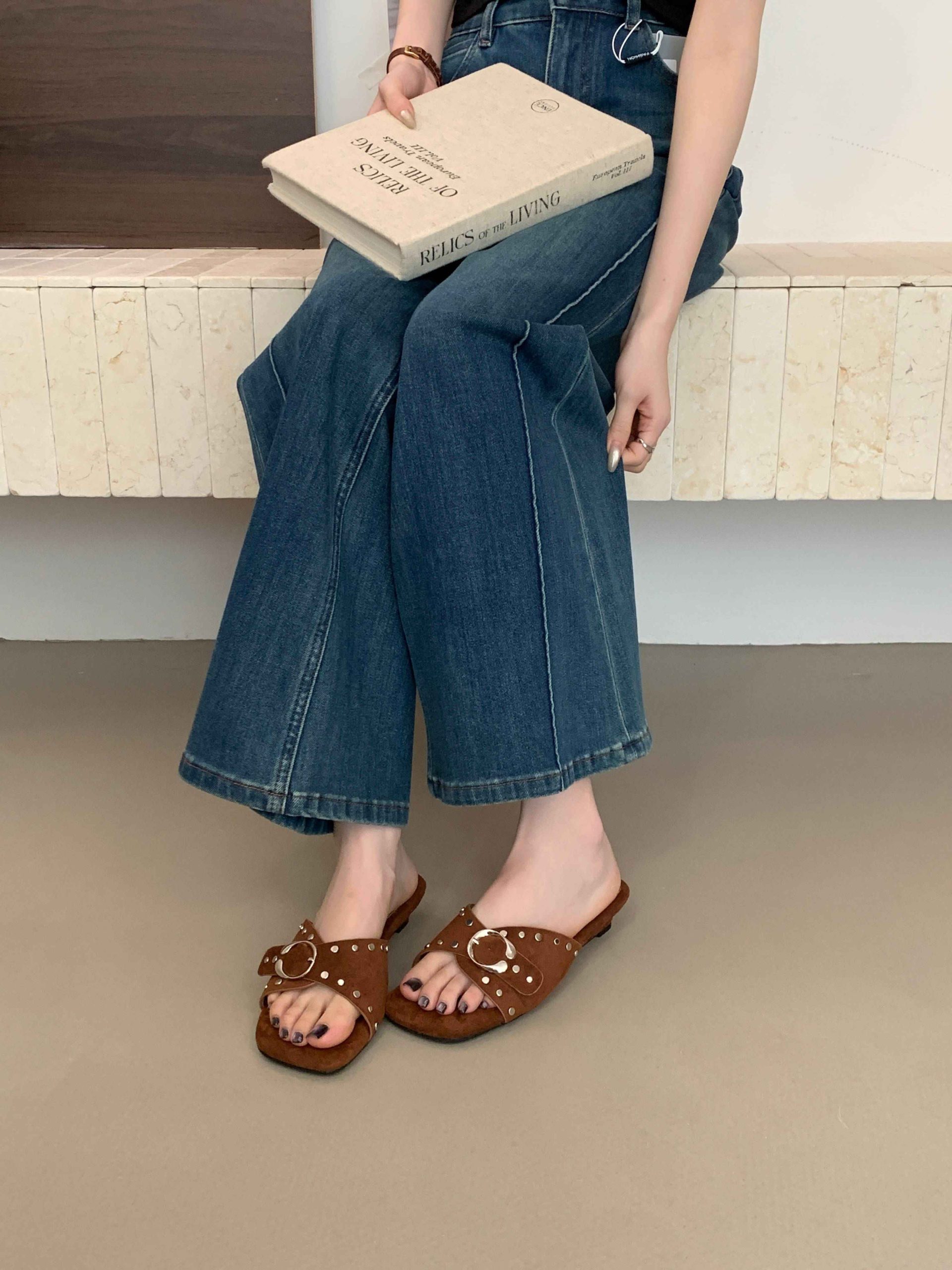 in-you-womens-low-heel-slippers-with-metal-buckle-2026-new-summer-casual-square-toe-sandals_3 IN YOU Women's Low Heel Slippers with Metal Buckle 2026 New Summer Casual Square Toe Sandals
