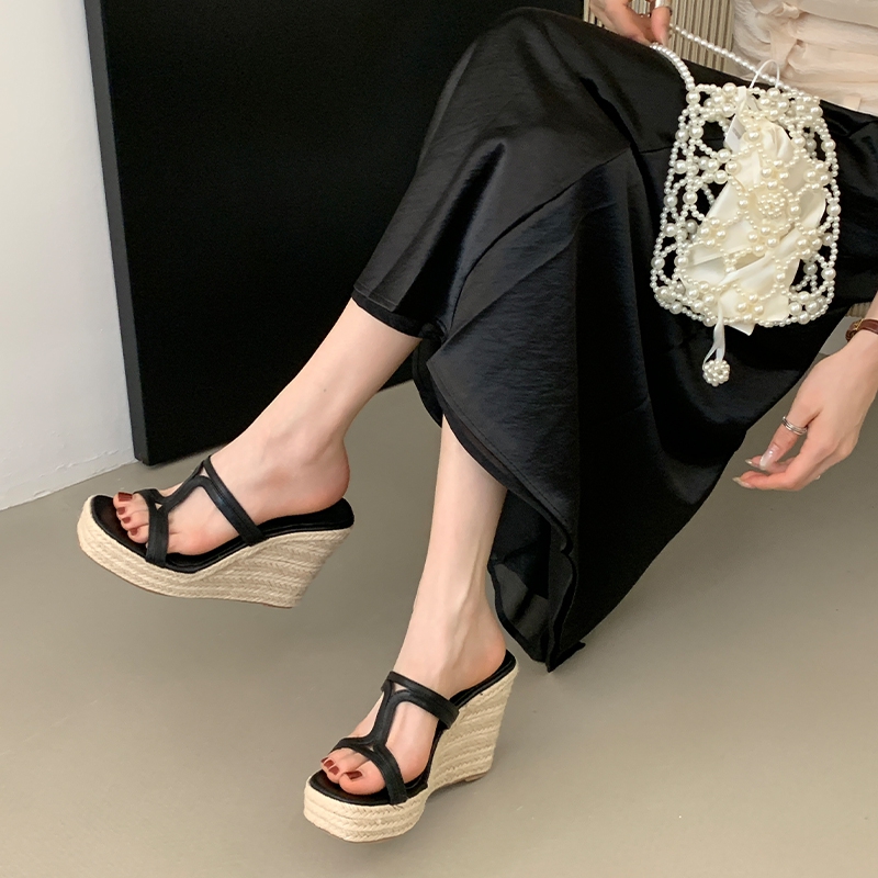 IN YOU Women's Woven Strappy Wedge Slippers 2026 Spring Summer Open Toe Platform Sandals