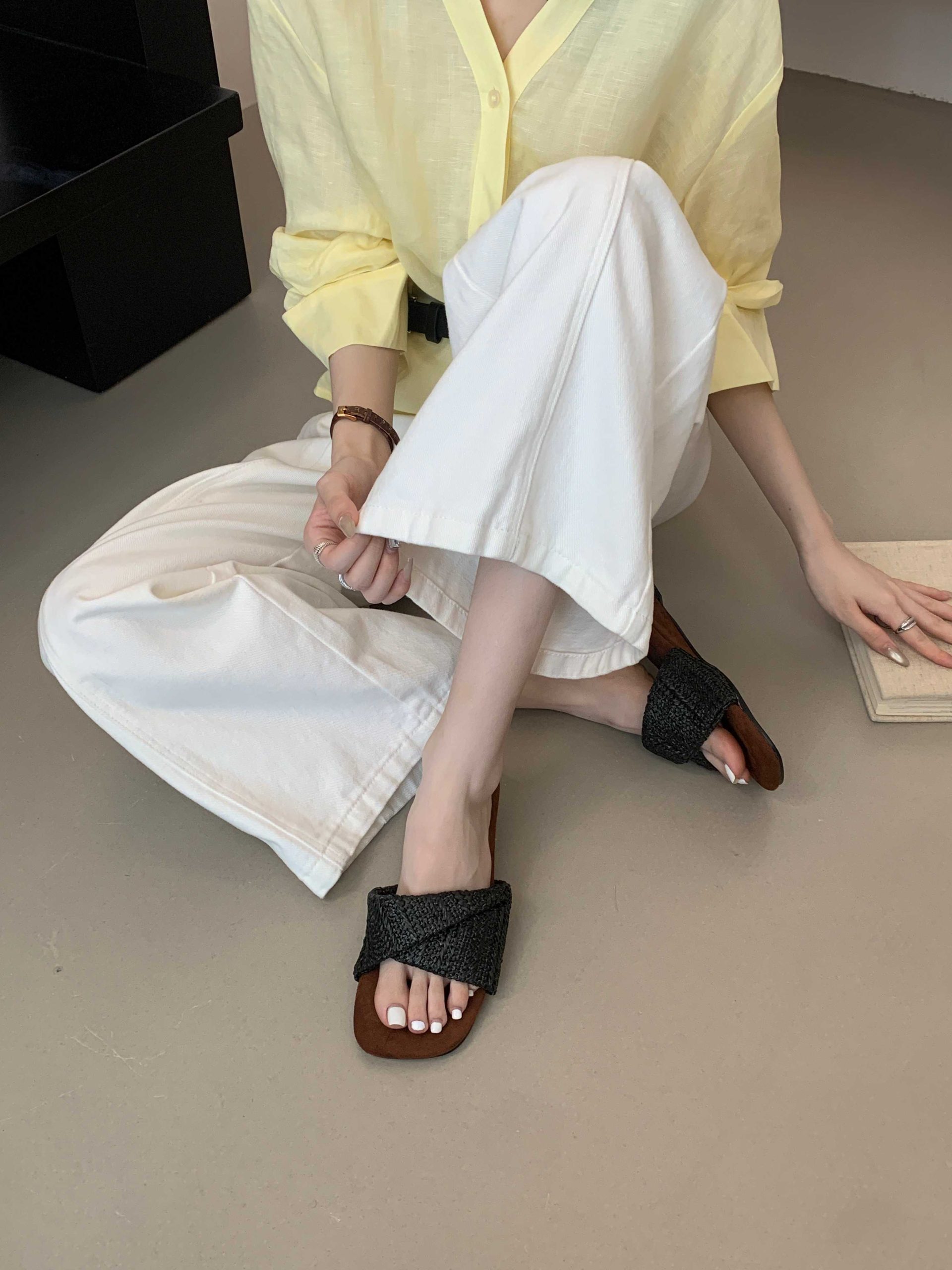 in-you-womens-woven-wedge-slippers-2026-summer-new-style-korean-fashion-retro-square-toe-casual-sandals_1 IN YOU Women's Woven Wedge Slippers 2026 Summer New Style Korean Fashion Retro Square Toe Casual Sandals