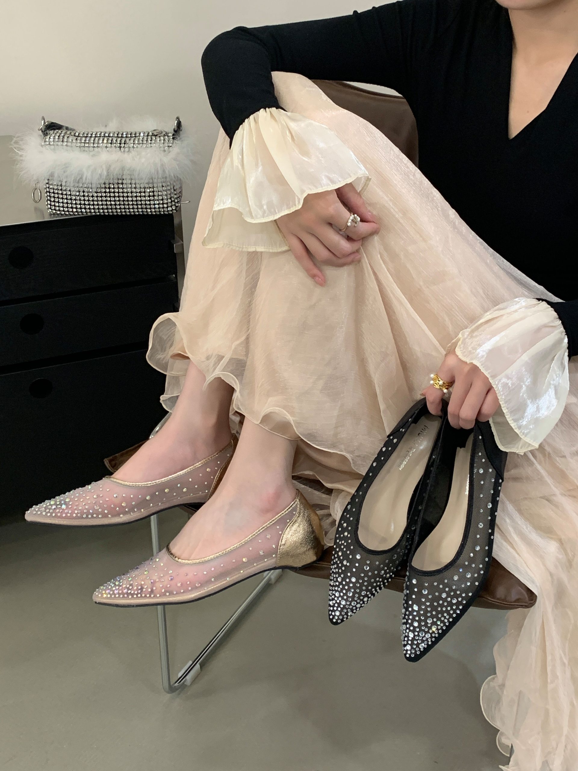 mijili-womens-pointed-toe-mesh-flat-sandals-with-rhinestones-2026-summer-new-style Mijili Women's Pointed Toe Mesh Flat Sandals with Rhinestones 2026 Summer New Style